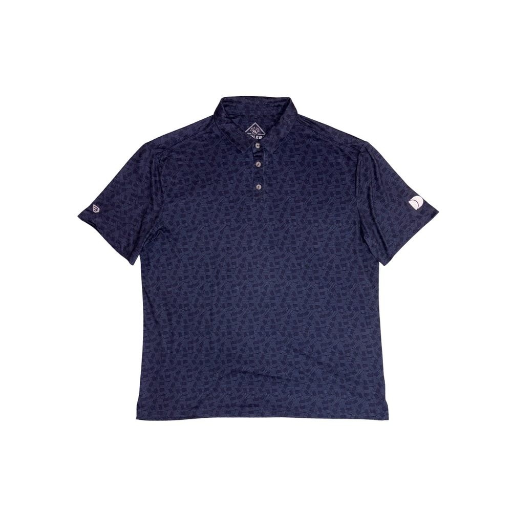 BURLEBO Performance Polo Mens XL Navy Blue Geometric Short Sleeve Golf Shirt